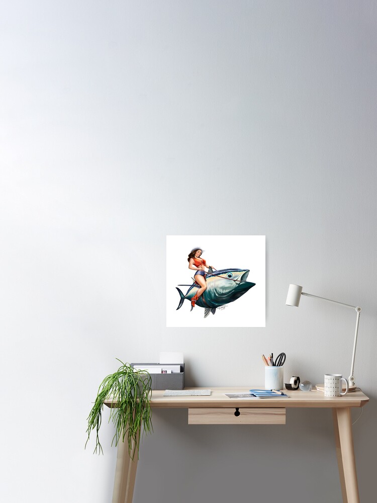 Bluefin Tuna Rider Fishing PinUp Girl | Sticker