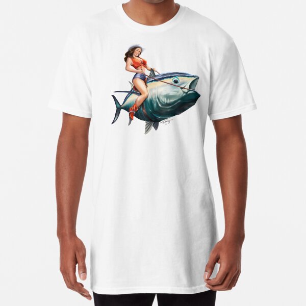 Bluefin Tuna Rider Fishing PinUp Girl Art Board Print for Sale by