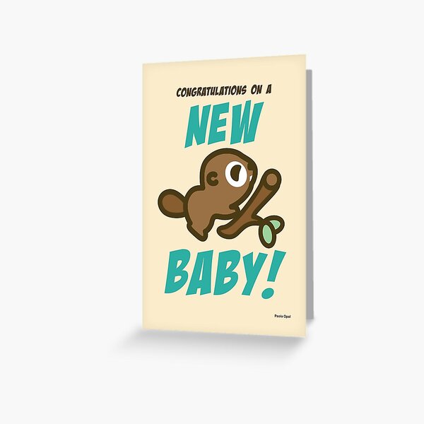 Congratulations on a new baby! Card with Bitsy the Beaver Greeting Card