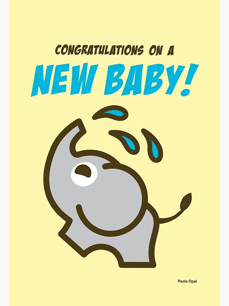 Thumbnail 2 of 2, Greeting Card, Congratulations on a new baby! Card with Ollie the Elephant designed and sold by PaolaOpal.
