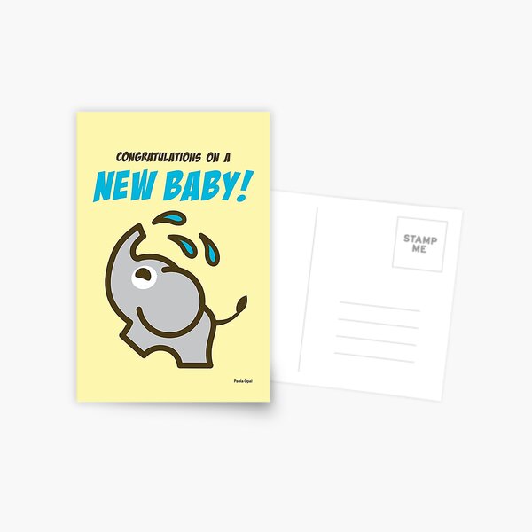 Congratulations on a new baby! Card with Ollie the Elephant Postcard