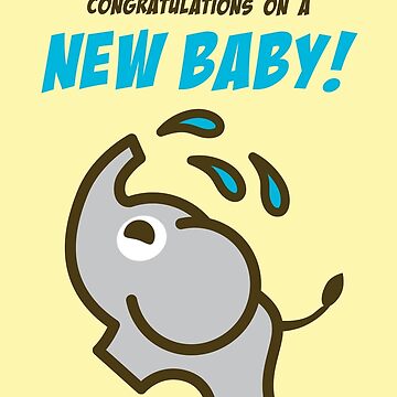 Artwork thumbnail, Congratulations on a new baby! Card with Ollie the Elephant by PaolaOpal