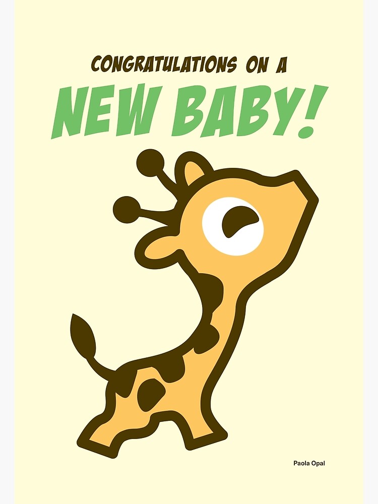 Thumbnail 2 of 2, Greeting Card, Congratulations on a new baby! Card with Saffy the Giraffe designed and sold by PaolaOpal.