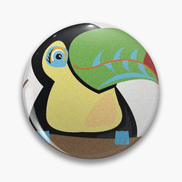 Item preview, Cute little yellow-throated toucan, sitting on a branche badge designed and sold by melissamaduka.