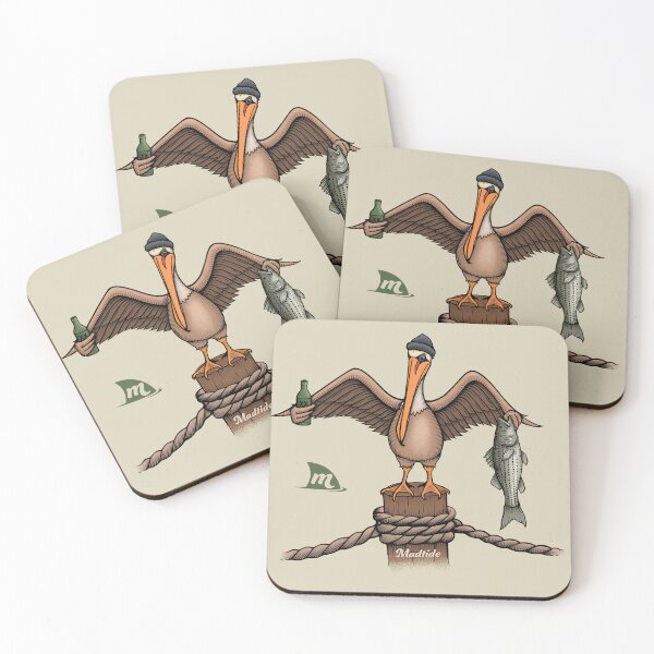 Item preview, Pelican with beer and Striped Bass designed and sold by jmillerstudio.