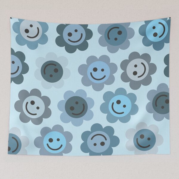 Item preview, Bluer Blue Flower Happy Faces designed and sold by gray-cat.