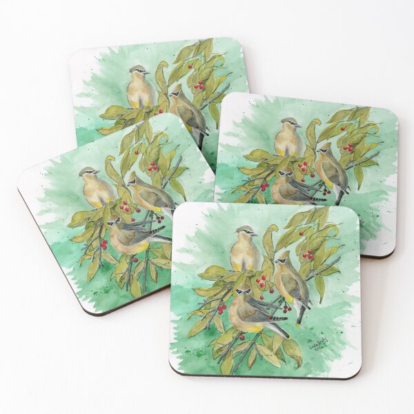 Item preview, Three Cedar Waxwings and Red Berries  designed and sold by 1Lbrody1.