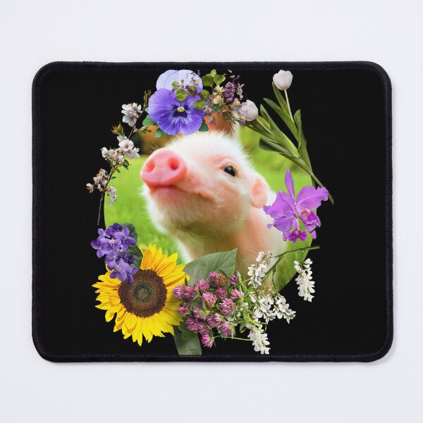 Item preview, Baby Piglet With Pretty Colorful Flowers Design designed and sold by EarthArtDesigns.