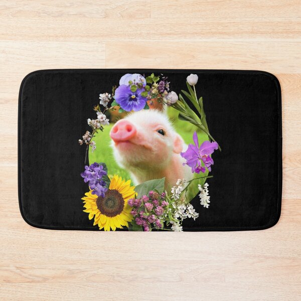 Item preview, Baby Piglet With Pretty Colorful Flowers Design designed and sold by EarthArtDesigns.