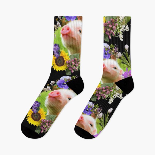 Artikelvorschau, Baby-Ferkel mit recht buntem Blumen-Design entworfen und verkauft von EarthArtDesigns.