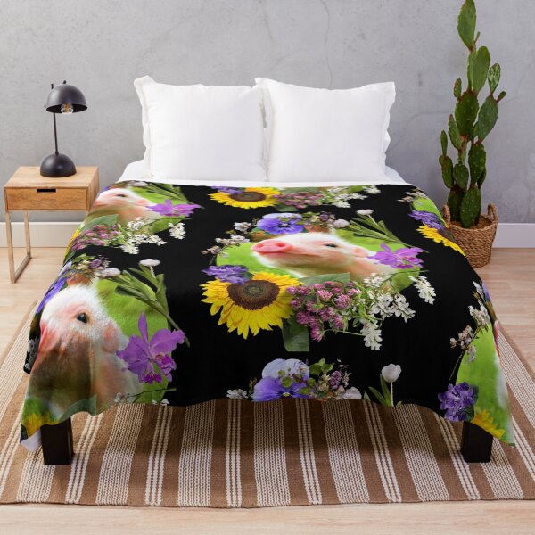 Item preview, Baby Piglet With Pretty Colorful Flowers Design designed and sold by EarthArtDesigns.