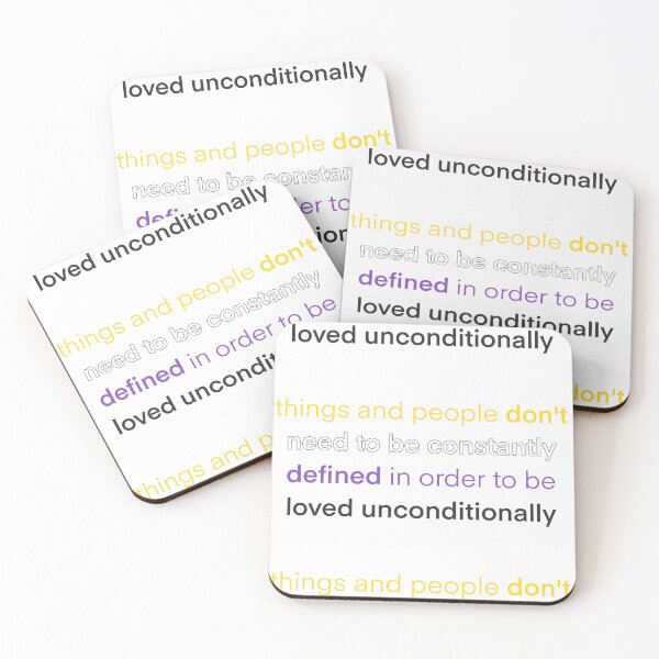 Item preview, Amelia unconditional love quote LGBTQIA+ (non binary edition) designed and sold by queer-art-cake.
