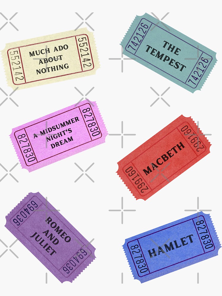 Thumbnail 3 of 3, Sticker, William Shakespeare Theatre Tickets Collection Pack designed and sold by violet-hope.