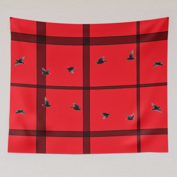 Artikelvorschau, Rotes Plaid mit Vögeln entworfen und verkauft von OBXLisaArt.