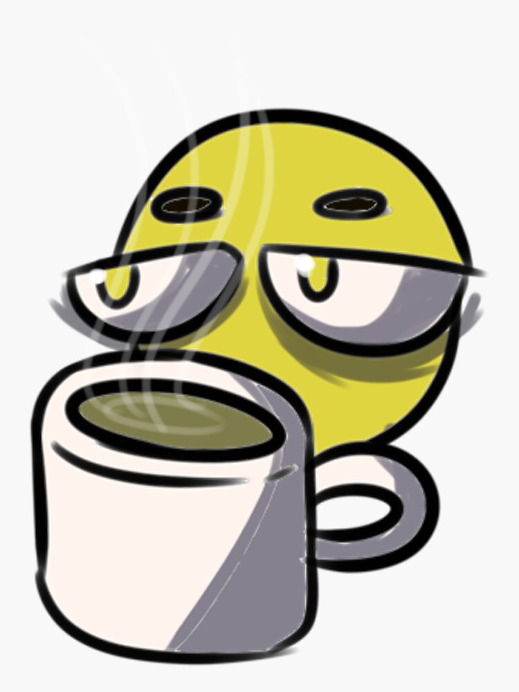 "Tired Coffee Drinking Emoji" Sticker for Sale by DecayingDesign