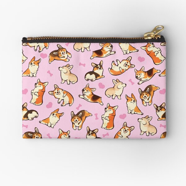 Jolly corgis in green Zipper Pouch for Sale by Colordrilos