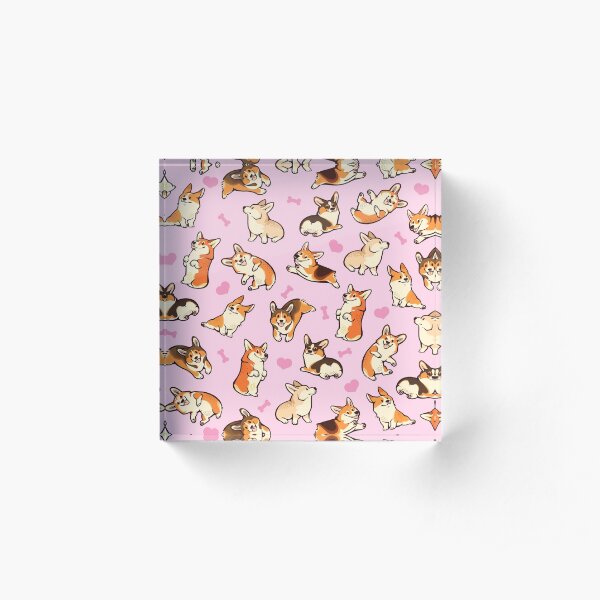 Lovey corgis in pink Acrylic Block