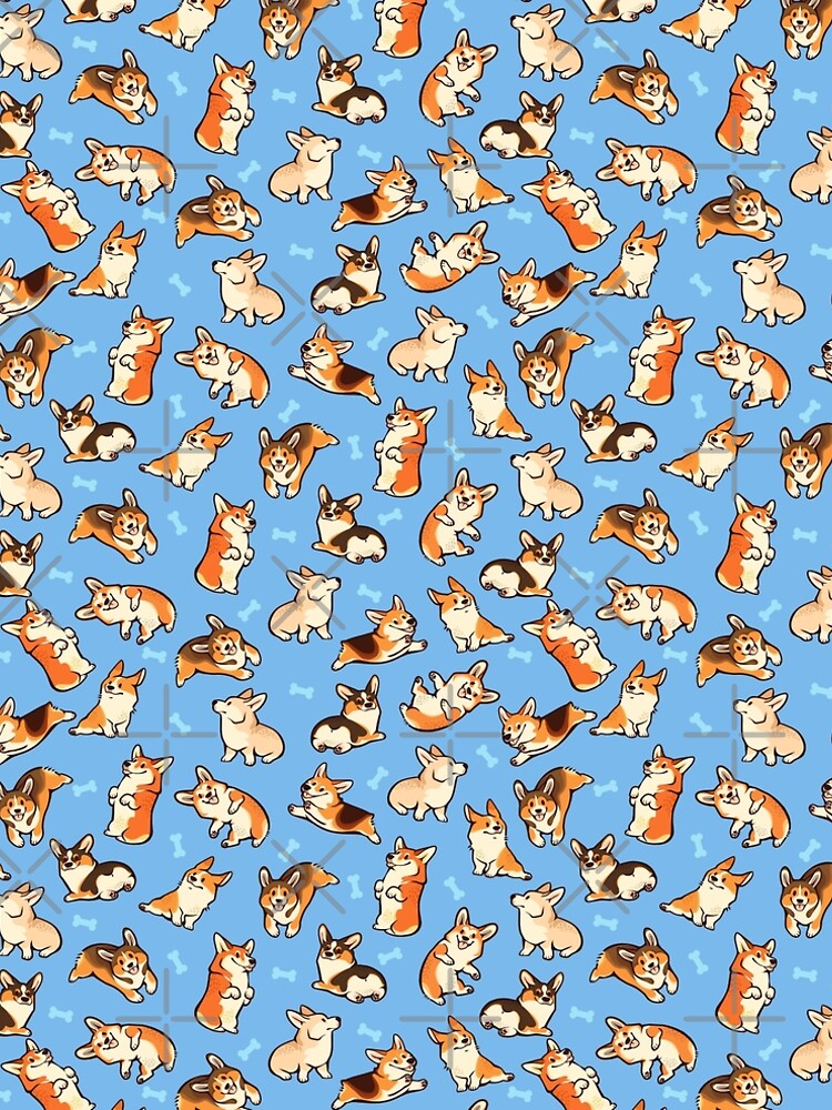 Vestido acampanado for Sale con la obra «Jolly corgis en azul» de ...