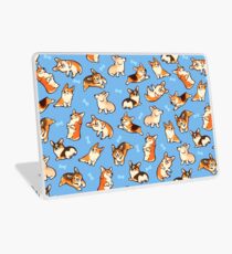 Jolly Corgis in blau Laptop Folie