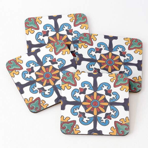Item preview, Colorful mexican talavera tile abstract mandala geometric pattern designed and sold by T-Mex.