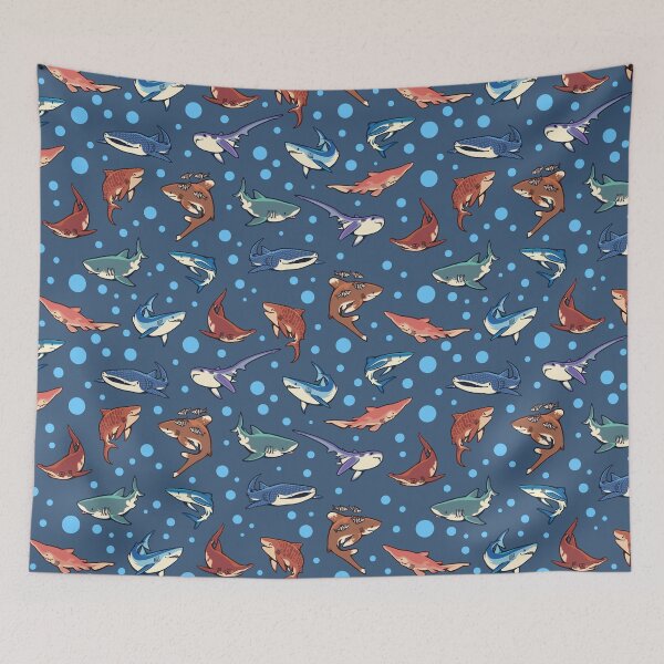 Item preview, Sharks in the dark blue designed and sold by Colordrilos.