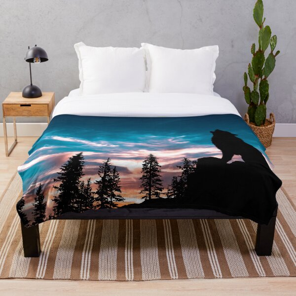 Item preview, Atardecer de verano Aullido de lobo Cuadrado derecho designed and sold by MMwolfdogden.