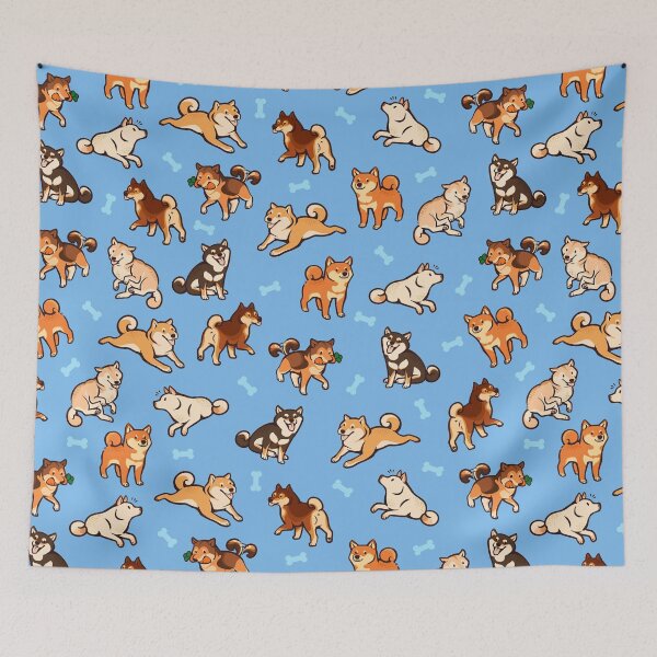 Item preview, shibes in light blue designed and sold by Colordrilos.