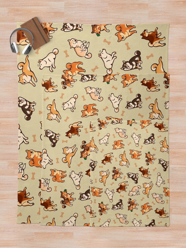 Alternate view of shibes in cream Throw Blanket