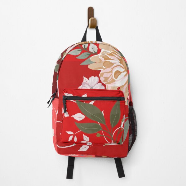 Item preview, White Floral Arrangement on Red Pattern Background, Deep Red Sunset designed and sold by SnarkyTeesMugs.