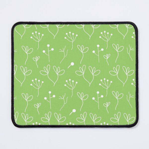 Item preview, White Abstract Flowers and Stems on Lime Green Background designed and sold by burbankdesigns.