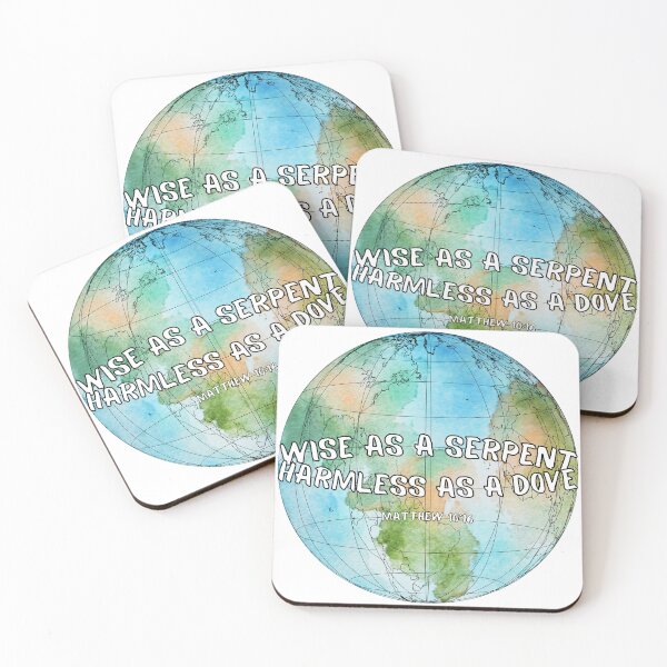 Item preview, Waste as a serpent, harmless as a dove Matthew 10:16 Bible verse, watercolor earth designed and sold by Emily Roberts.