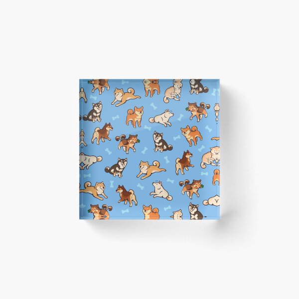 Item preview, shibes in light blue designed and sold by Colordrilos.