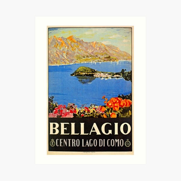 Italy Bellagio Lake Como vintage Italian travel advert Art Print
