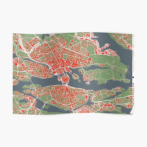 Stockholm city map classic Poster