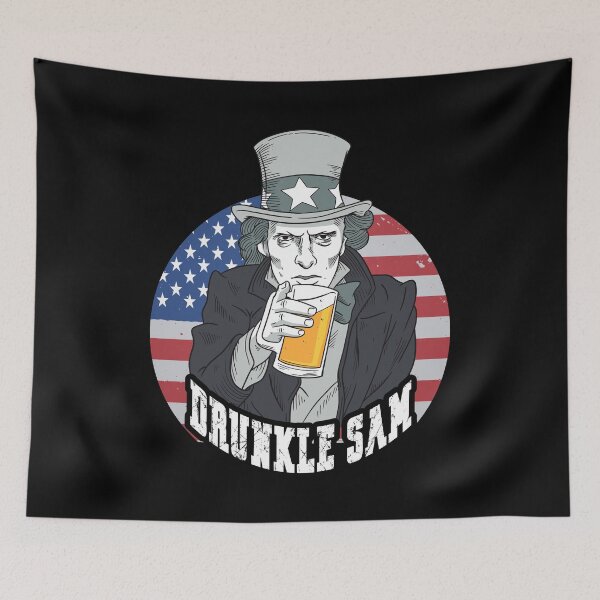 Item preview, US Patriotic Uncle Sam Drunkle Sam Beer 4th of July USA Flag design designed and sold by Merchking1.