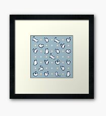 Playful Cats on blue Framed Print