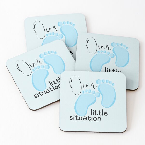 Item preview, Our Little Situation Blue Baby Feet cute T shirt design new mom for gender reveal.  designed and sold by tranquilbeach.