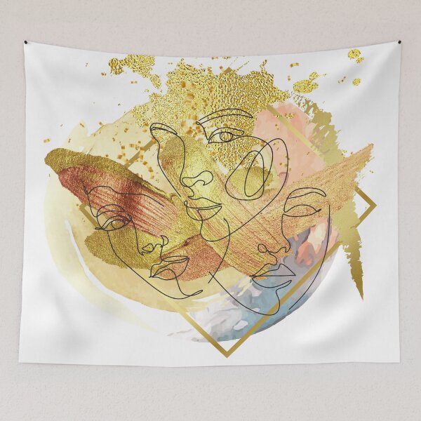 Item preview, Woman Face line, Abstract Art, Gold Metallic Brushstroke designed and sold by ORA_ORA.