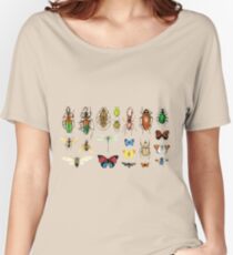 The Usual Suspects - Insects on grey - watercolour bugs pattern by Cecca Designs Women's Relaxed Fit T-Shirt