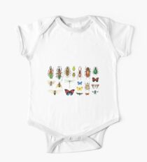 The Usual Suspects - Insects on grey - watercolour bugs pattern by Cecca Designs One Piece - Short Sleeve