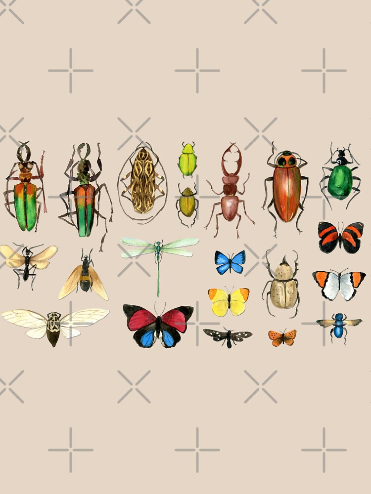 The Usual Suspects - Insects on grey - watercolour bugs pattern by Cecca Designs by Cecca-Designs