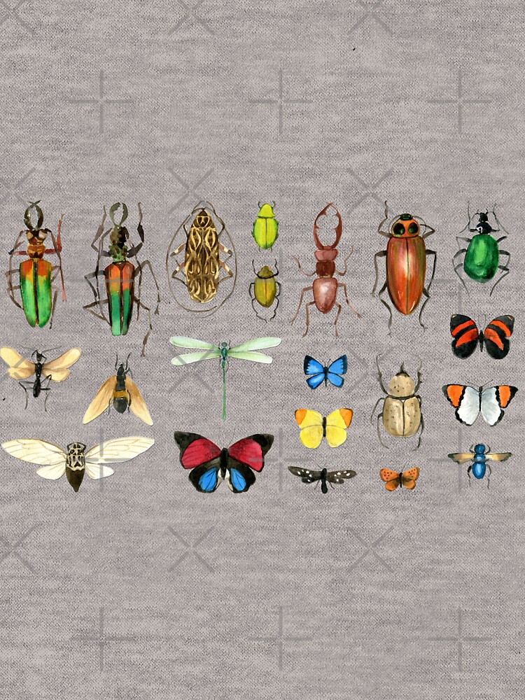 The Usual Suspects - Insects on grey - watercolour bugs pattern by Cecca Designs by Cecca-Designs