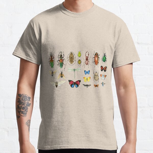 The Usual Suspects - Insects on grey - watercolour bugs pattern by Cecca Designs Classic T-Shirt