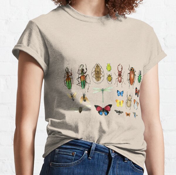 The Usual Suspects - Insects on grey - watercolour bugs pattern by Cecca Designs Classic T-Shirt