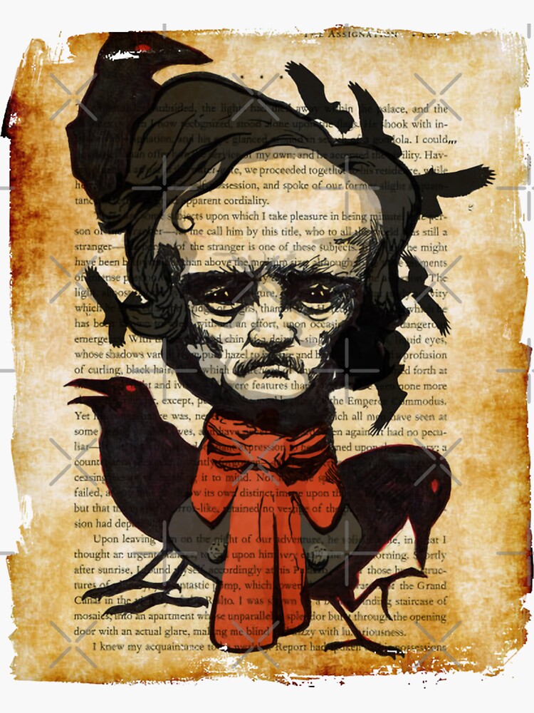 "Edgar Allan Poe Black Bird FanArt" Sticker for Sale by SampoKataja