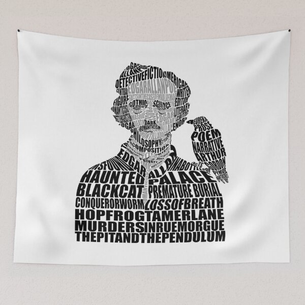 Item preview, Edgar Allan Poe Calligram Gift Fan designed and sold by SampoKataja.