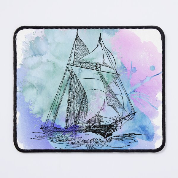 Item preview, Sailing Boat, Ocean, Watercolour blue splatter designed and sold by ORA_ORA.
