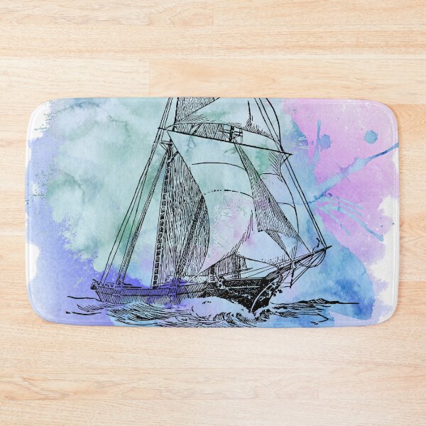 Item preview, Sailing Boat, Ocean, Watercolour blue splatter designed and sold by ORA_ORA.