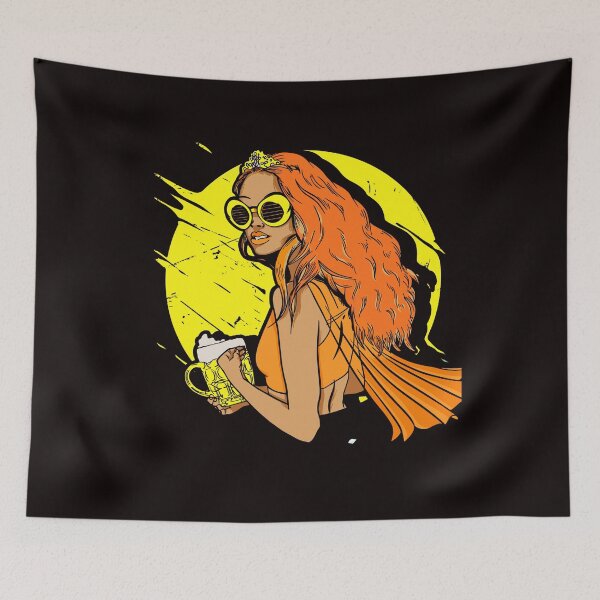 Item preview, Redhead Girl Drinking Beer Ginger Irish Red Orange Haired designed and sold by TomGiantDesigns.