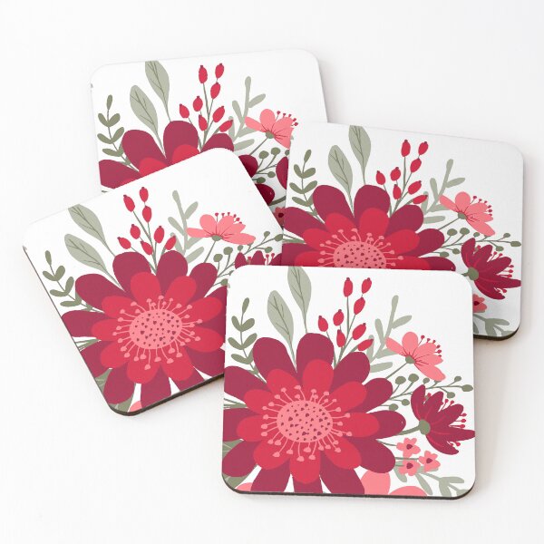 Item preview, Red Pink Floral Art  designed and sold by Tshirtstory.